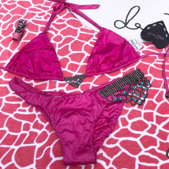 SOLD/// NWT beach bunny bikini Fly Me To the moon in pink extremely RARE; L set - Picture 3 of 16